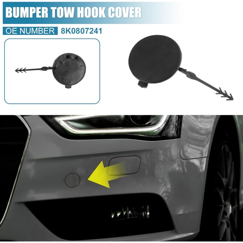 Car Front Tow Bumper Hook Cover 8K0807241 Eye Cover Trailer Cap Black
