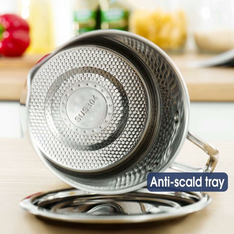 Oil Pot Grease Can Stainless Steel Storage Can With 2 Liter Can In Dust Cover For Fine Mesh Sieve Non-Slip Plate Frying