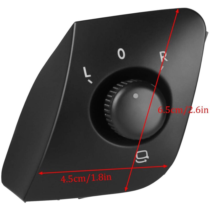 Exterior Side Mirror Adjustment Switch Button Pearl Replacement For Ibiza 2009-2015 6J1959565 Black