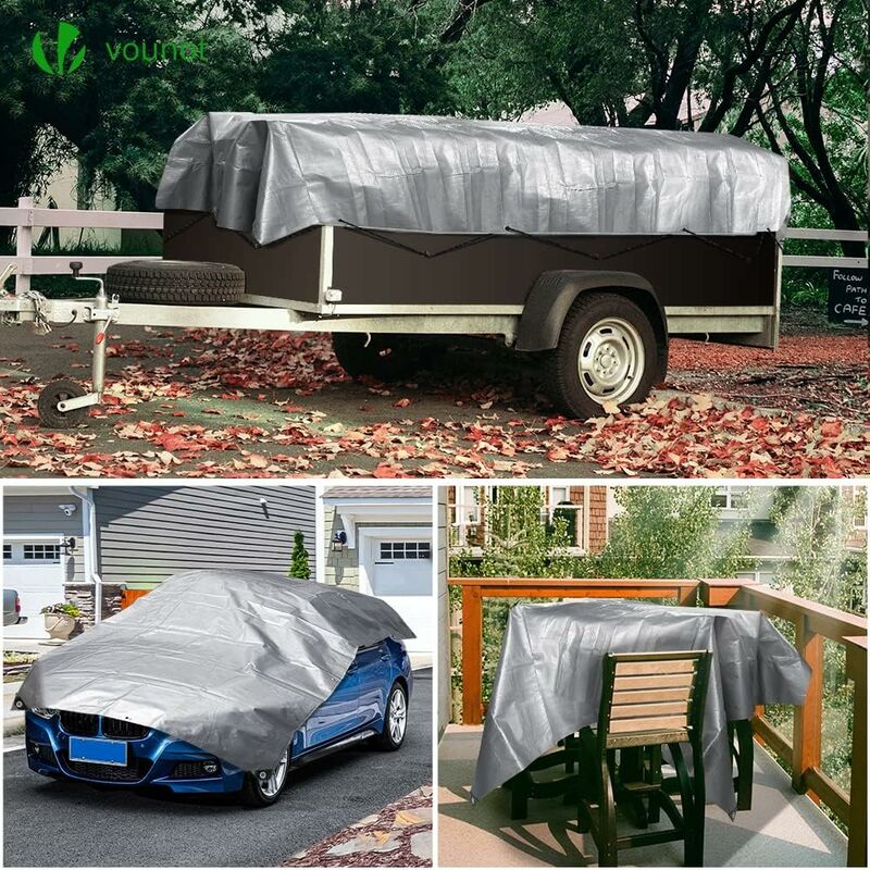 Heavy Duty Waterproof Polyethylene Tarpaulin 160G/M² Grey And Black 3X4M