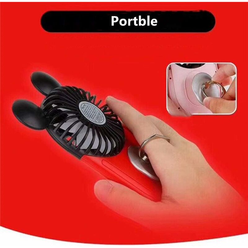 Cute Mini Personal Fan, 3 Adjustable Speeds, Portable Stand, For Indoor Outdoor Activities, 3 Pack Cute Mouse Fan (Red