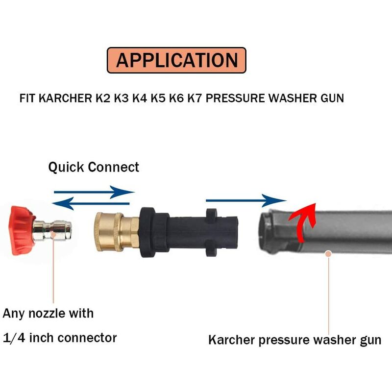 Pressure Washer Gun Adapter With 1/4'' Female Quick Connect Fitting Compatible With K Series Pressure Washers K2, K3,