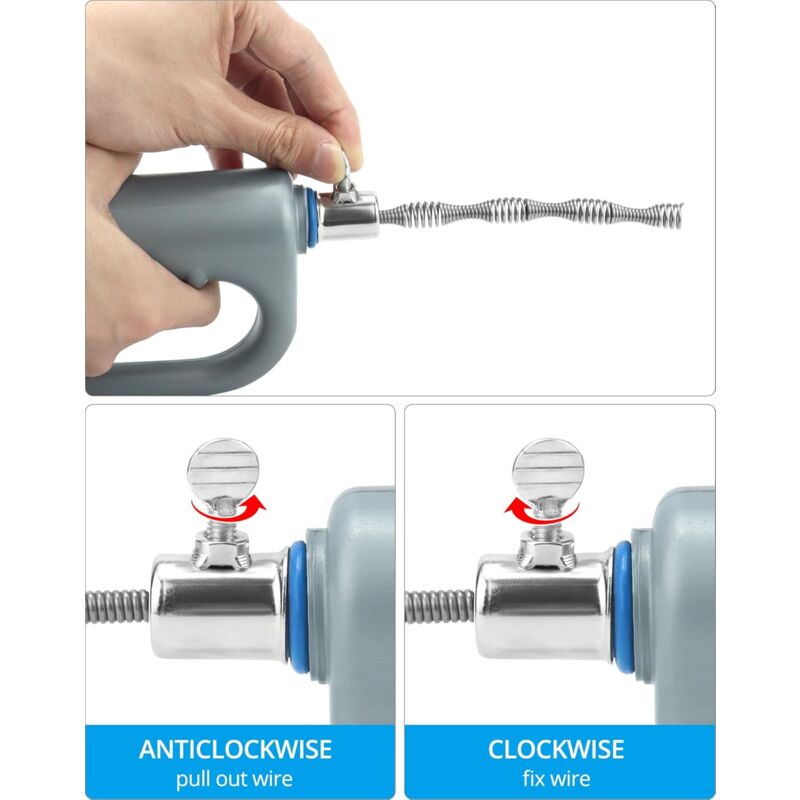Drain Unblocker - 10M - Spiral Plumbing Snake For Bathtub Drain, Kitchen Sink