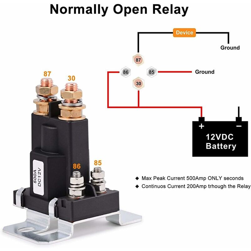 Relay 500 Amp Dc 12V 4 Pin High Current Starter Spst Car Auto Start Contactor Double Batteries Isolator On/Off Switch