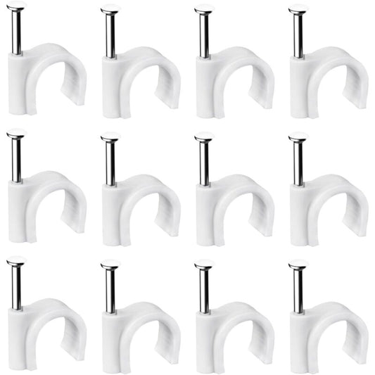 400 pcs Steel Cable Clips Wall Mounted - Various  - Strong - Durable - White - ROund - 400 6Mm - Cable Management
