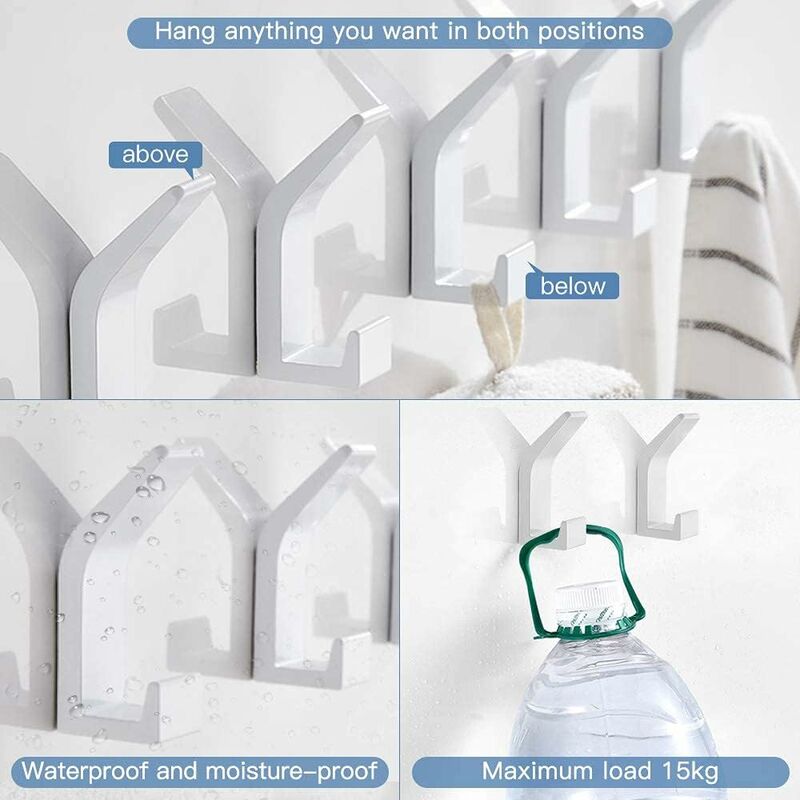 Self Adhesive Hooks Aluminum Wall Hook Waterproof Bathroom Towel And RObe Hooks For Kitchen Bathroom Closets 5 pcs