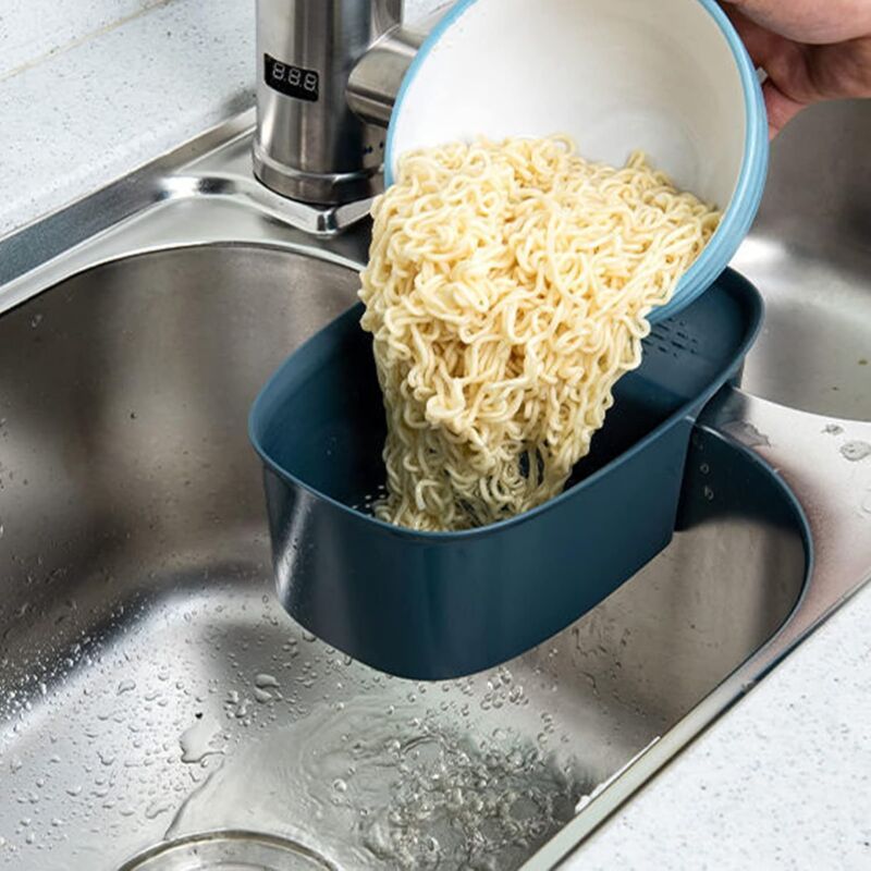 Kitchen Drain Baskets, Hanging Sink Basket Drain Holder Hanging Storage Shelf Sponge Holder Sink Drain Basket (Blue)