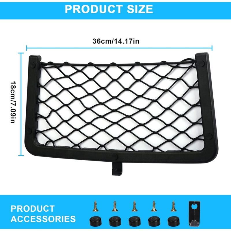 4 Pack Car Storage Net, Trunk Storage Net, Car Trunk Net, With Screws, Hook, Car Pocket Organizer Bag For Car, Rv,