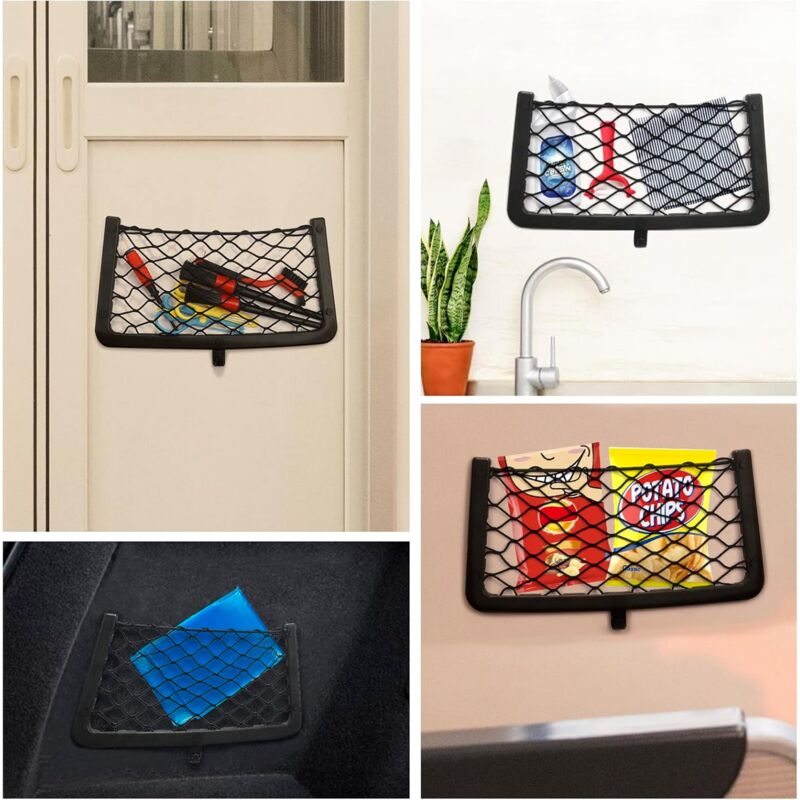 4 Pack Car Storage Net, Trunk Storage Net, Car Trunk Net, With Screws, Hook, Car Pocket Organizer Bag For Car, Rv,