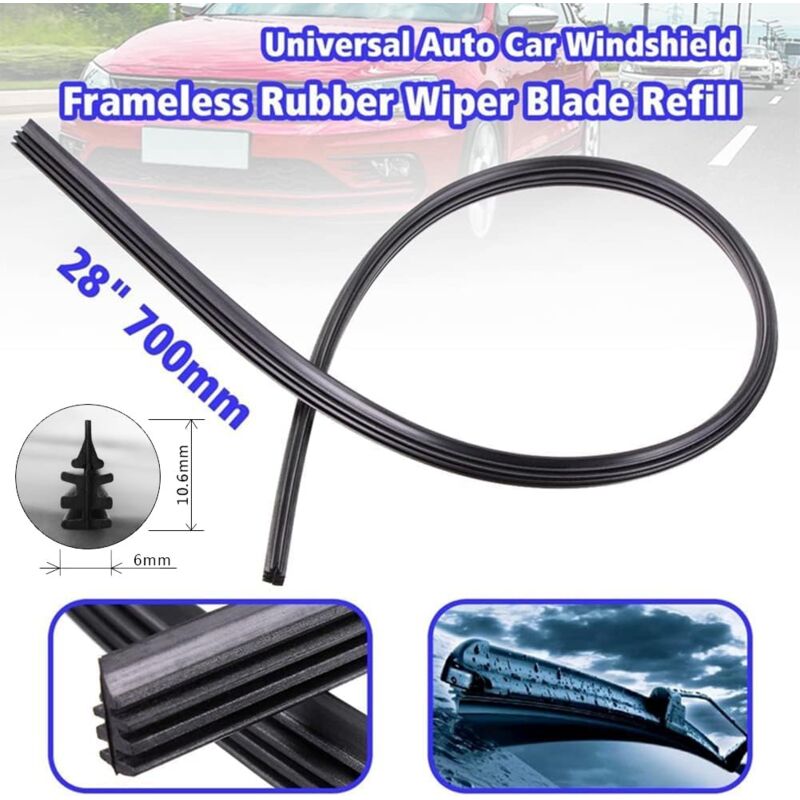 Cuttable Windshield Wiper Blades, Replacement Rubber, Prevents Glass DAmage, 8 Pieces, 700 Mm (Wipers Not Included)