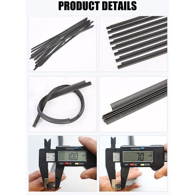 Cuttable Windshield Wiper Blades, Replacement Rubber, Prevents Glass DAmage, 8 Pieces, 700 Mm (Wipers Not Included)