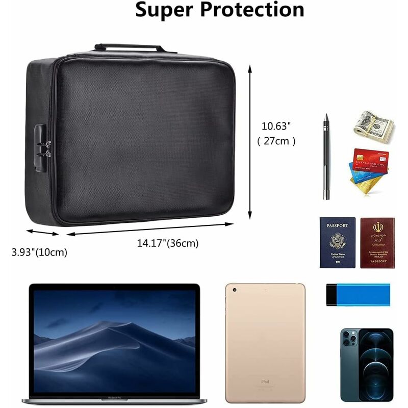 Fireproof Document Bag With Lock - Waterproof Storage Bag For Home, Office, Travel