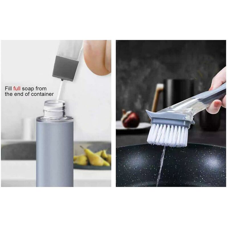 4 Pack Replaceable Brushes Dish Brush Refills, 2 In 1 Sponge And Bristle Brushes For Dish Washing, Easy Cleaning