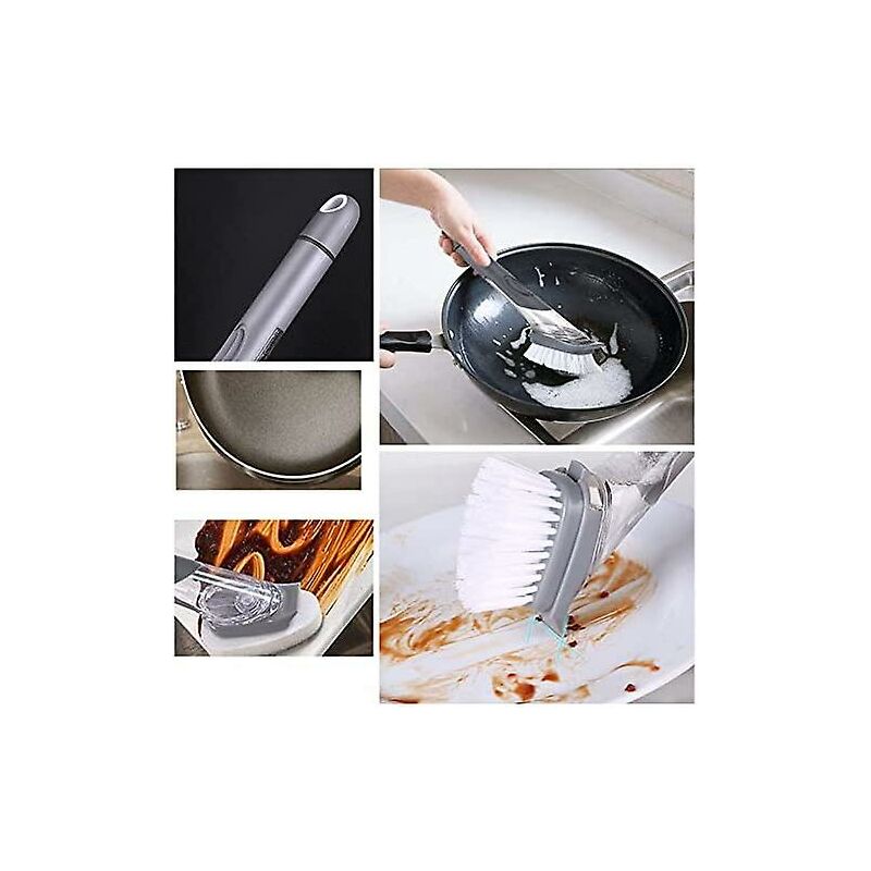 4 Pack Replaceable Brushes Dish Brush Refills, 2 In 1 Sponge And Bristle Brushes For Dish Washing, Easy Cleaning