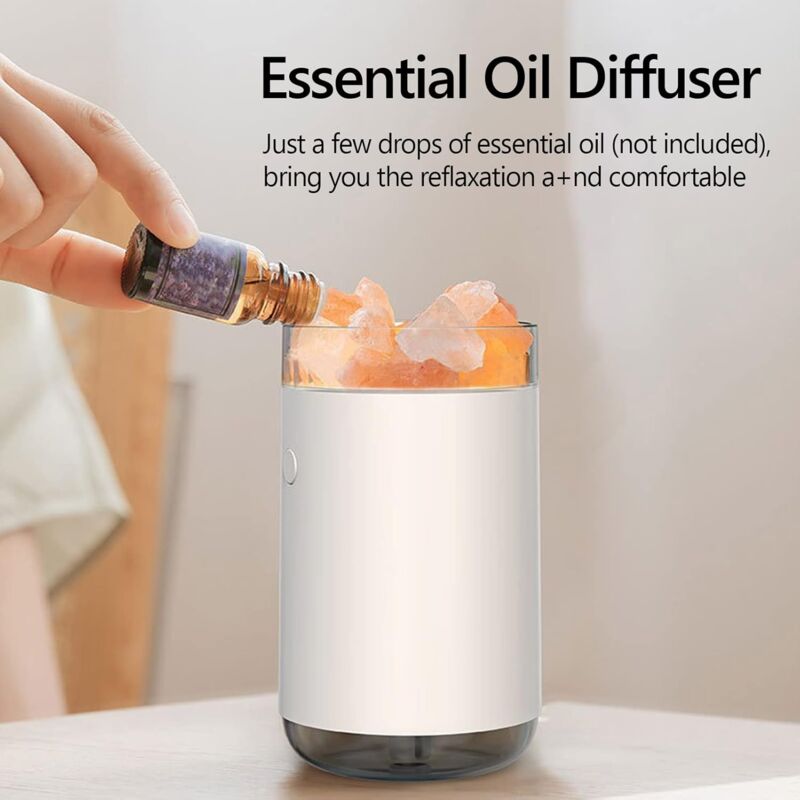 Crystal Salt Stone Humidifier Colorful Light 260Ml Portable Mist Humidifier Quiet Usb Essential Oil Diffuser Cool Mist