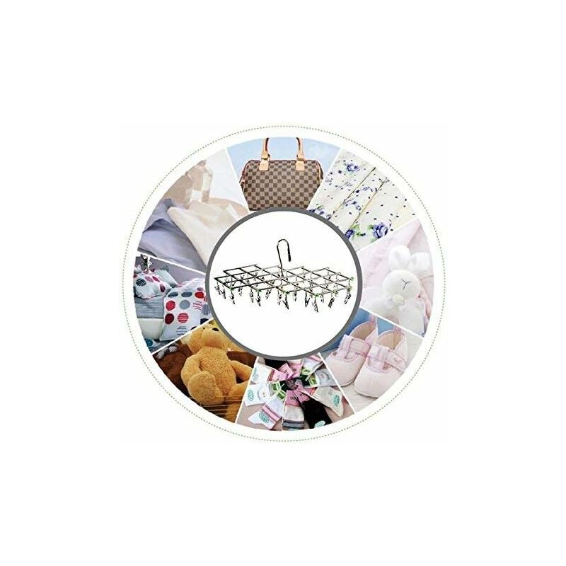 Stainless Steel Drying Racks With 35 Clothes Pegs For Socks, Shorts, Underwear And Baby Clothes