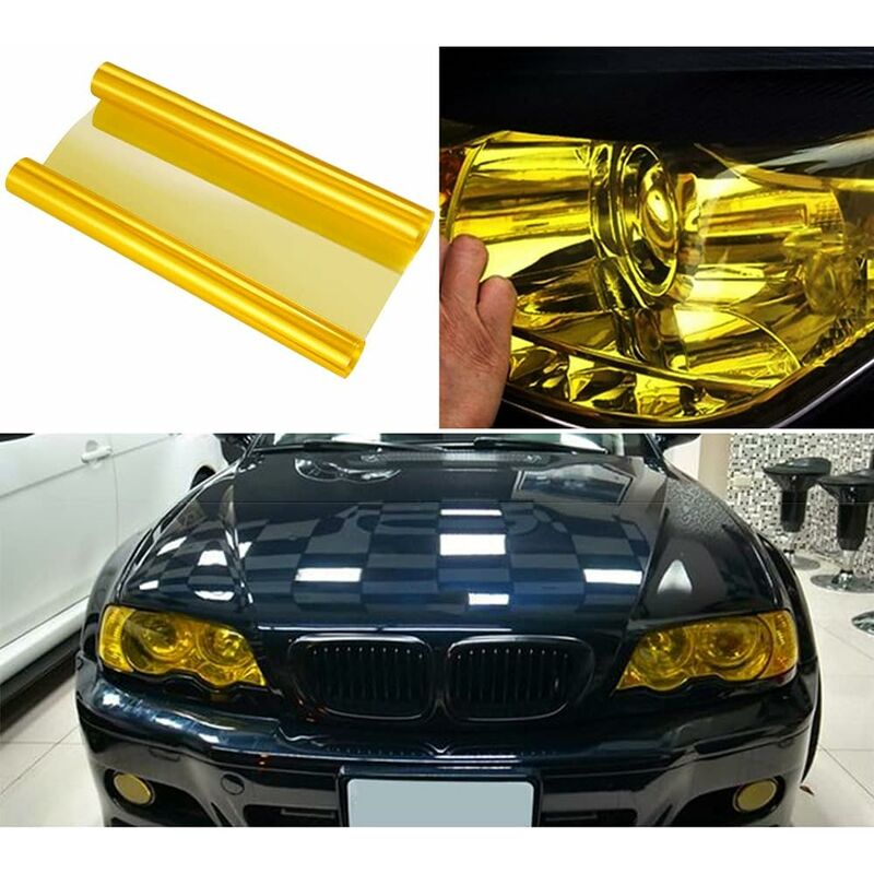 30Cm100Cm Car Fog Light Tail Light Vinyl Film Sticker (Yellow)
