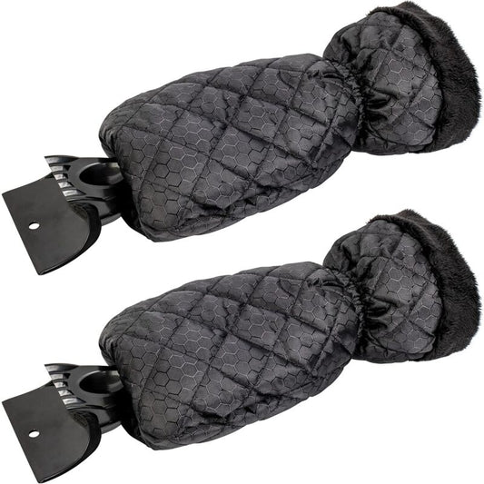2 Pack Car Ice Scraper - Car Windshield Scraper Window Glove, Snow Scrapers With Waterproof Lining, Removes Ice And