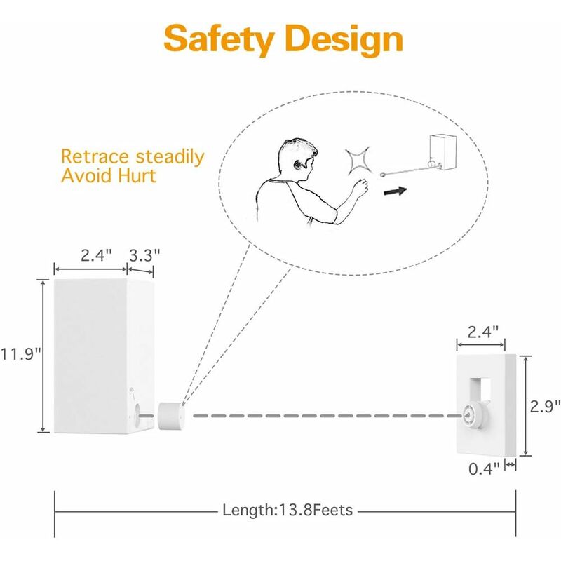 Retractable Clothes Drying Rack Indoor Outdoor Wall Mounted Clothes Dryer Retractable Hanger Lock To Prevent Sagging -