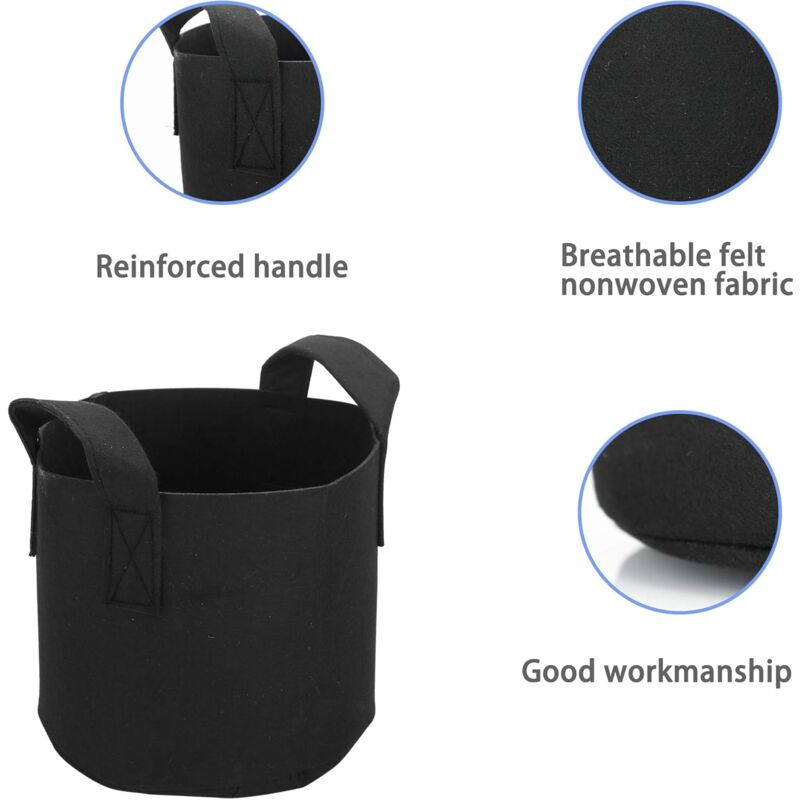 2 Pack 38 Litre - 10 Gallon Non-Woven Planting Bags - 40 X 30 Cm - With Carry Handles - For Garden, Greenhouse, Etc. -