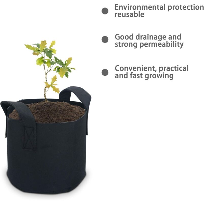 2 Pack 38 Litre - 10 Gallon Non-Woven Planting Bags - 40 X 30 Cm - With Carry Handles - For Garden, Greenhouse, Etc. -