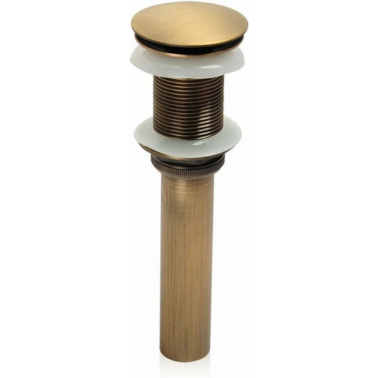 Single Handle Push-Pull Pop-Up Clicker Sink Faucet Build Plug Without Overflow (Antique Brass)
