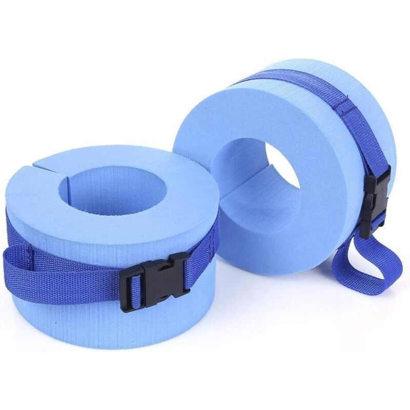 Foam Swimming Armbands, Water Aerobics Float Ring, Ankle Arm Belts With Quick Release Buckle 2 Pack, Blue