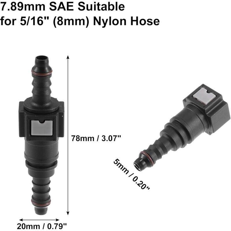 7.89Mm To 8Mm Straight Car Fuel Hose Quick Release Connector 2 Set