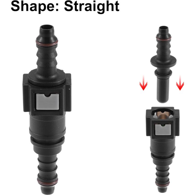 7.89Mm To 8Mm Straight Car Fuel Hose Quick Release Connector 2 Set
