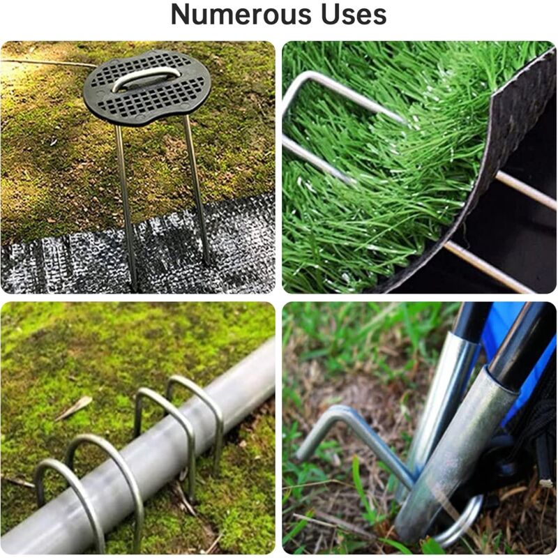 50 Garden Stakes With Washers, Galvanized Steel Tarpaulin Fixing Stakes, Mulch Fabric Fixing Staples, Galvanized Stakes