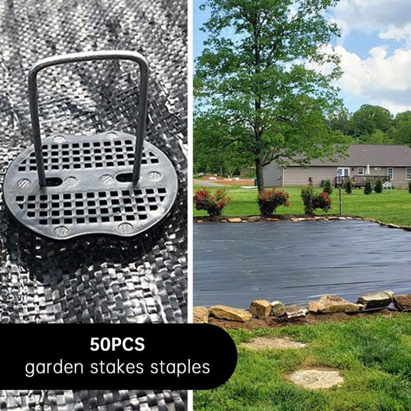 50 Garden Stakes With Washers, Galvanized Steel Tarpaulin Fixing Stakes, Mulch Fabric Fixing Staples, Galvanized Stakes