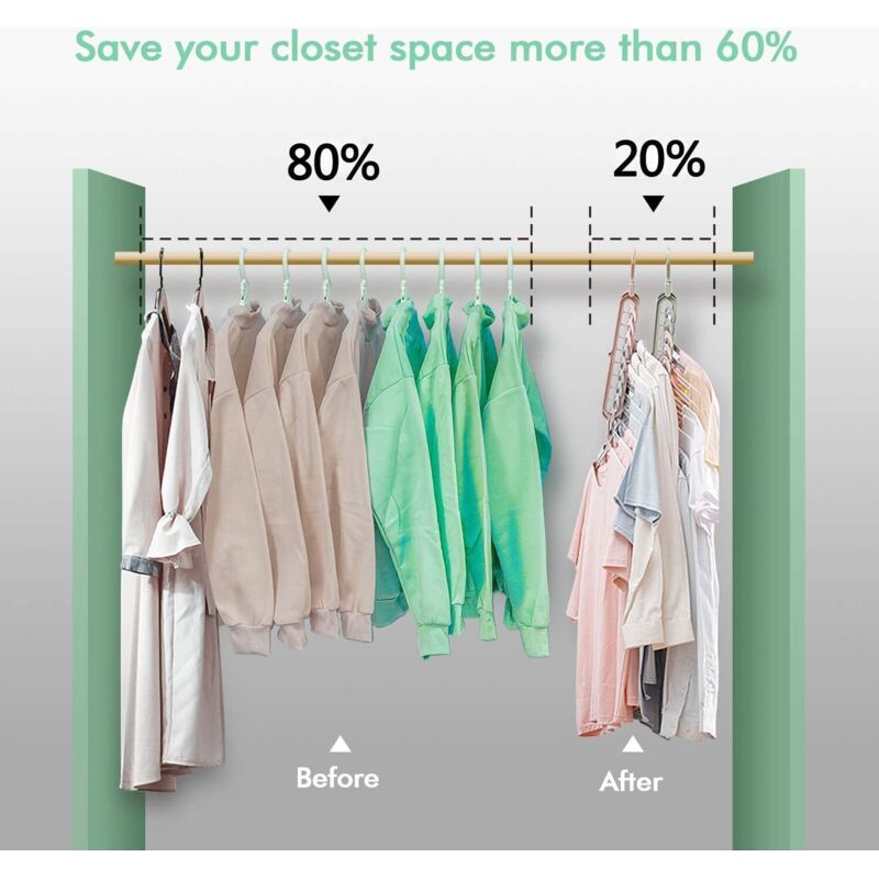 12 pcs Magic Hangers, Premium Quality Foldable Hangers, Multi-Function Space Saving Hangers, For Storing And Drying