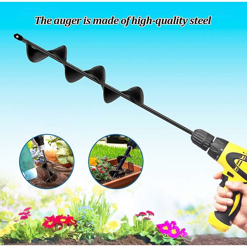 Garden Auger, Spiral Drill Gardening Tool For Planting Trees/Shrubs/Twist Drill/Planting Auger - 4×22Cm