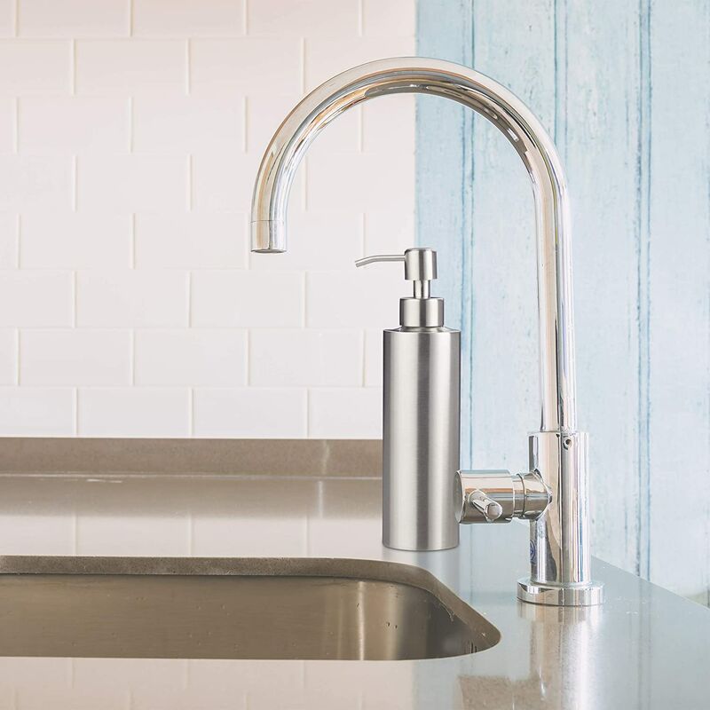 Brushed Stainless Steel Refillable Soap Dispenser 350Ml Silver
