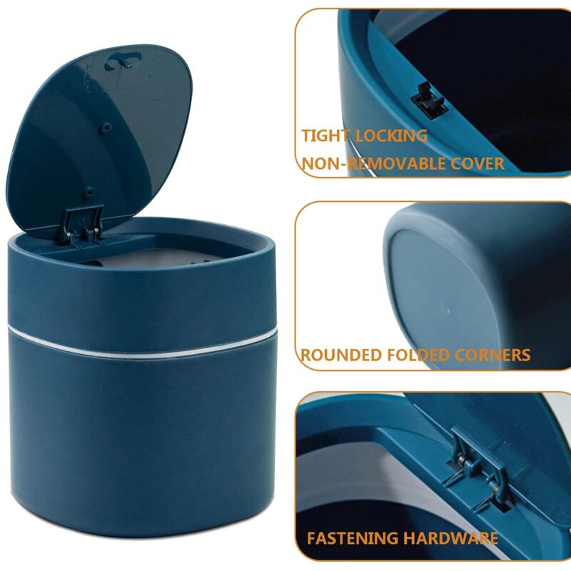 Tabletop Trash Can With Lid, Mini Plastic Trash Can, Small Tabletop Trash Can For Bedrooms, Dining ROoms, Bathrooms,