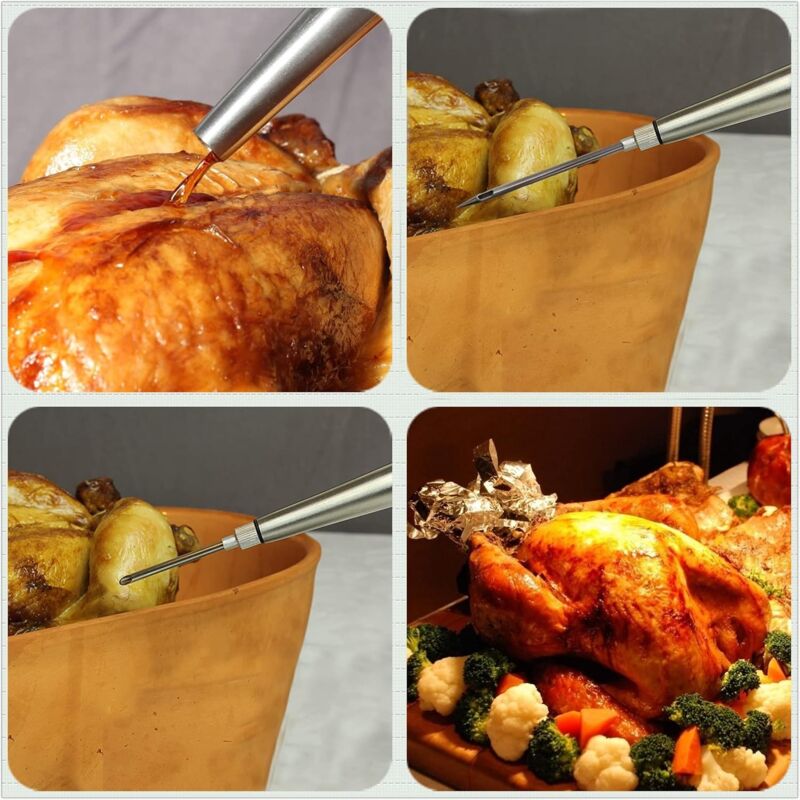 Stainless Steel And Food Grade Rubber Baster With Marinade Injector And Brush For Easy Cleaning