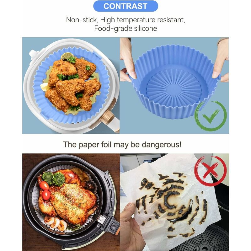2 pcs Silicone Basket Air Fryer Accessories, Reusable Silicone Basket 16X14Cm For Airfryer, Microwave, Cake Pan,