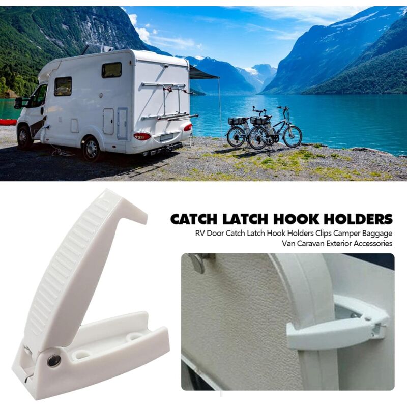 Rv Door Latch Holder Hook Storage For Rv Trailer, Durable Material And Simple Installation, Rv, Trailer, White