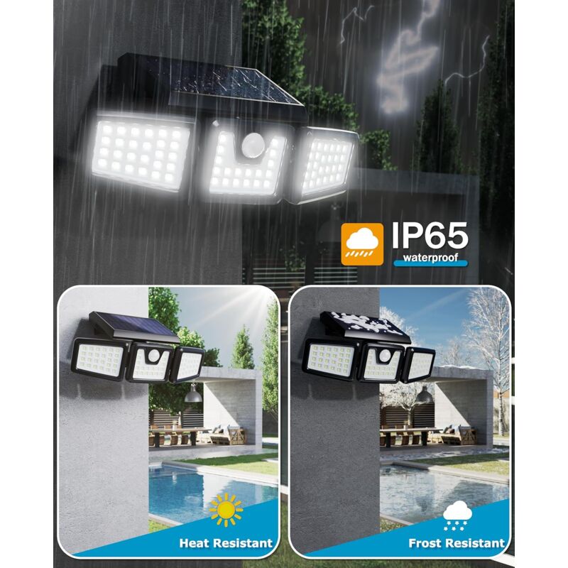 3-Head Solar Spotlight With Motion Detector
