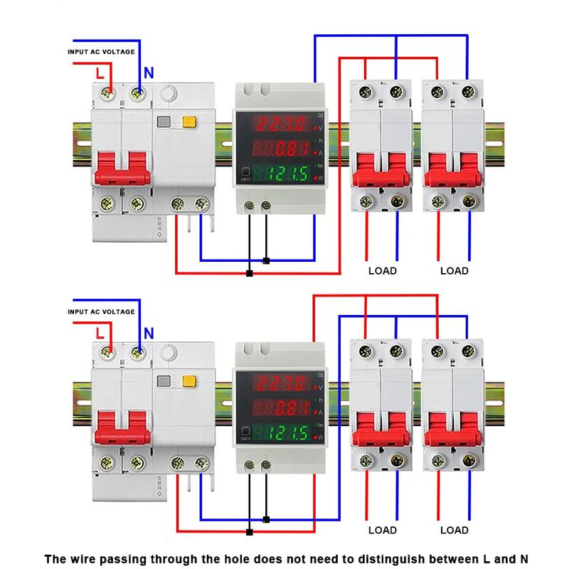 Din Rail Electricity Meter Single Phase Energy Meter Digital Voltmeter Ammeter Ac 80-300V 100A Wattmeter 1 Phase Power