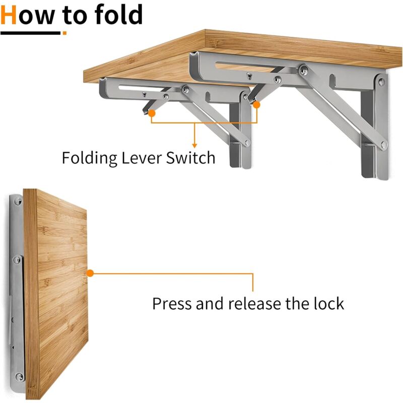 400Mm Folding Wall Shelf, 304 Stainless Steel Folding Bracket For Workbench, Folding Bracket Support, Wall Shelf