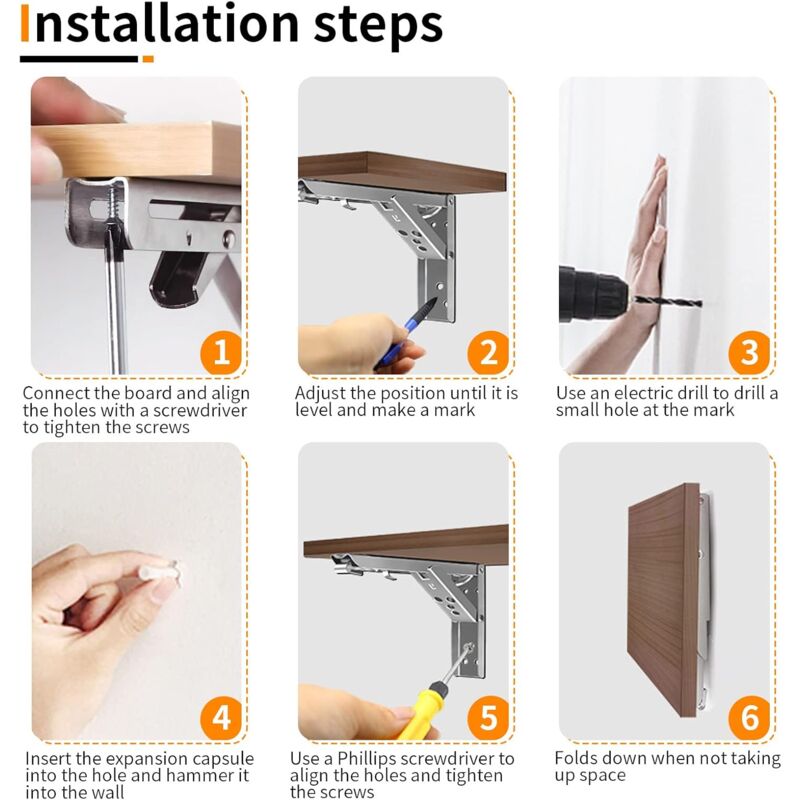 400Mm Folding Wall Shelf, 304 Stainless Steel Folding Bracket For Workbench, Folding Bracket Support, Wall Shelf