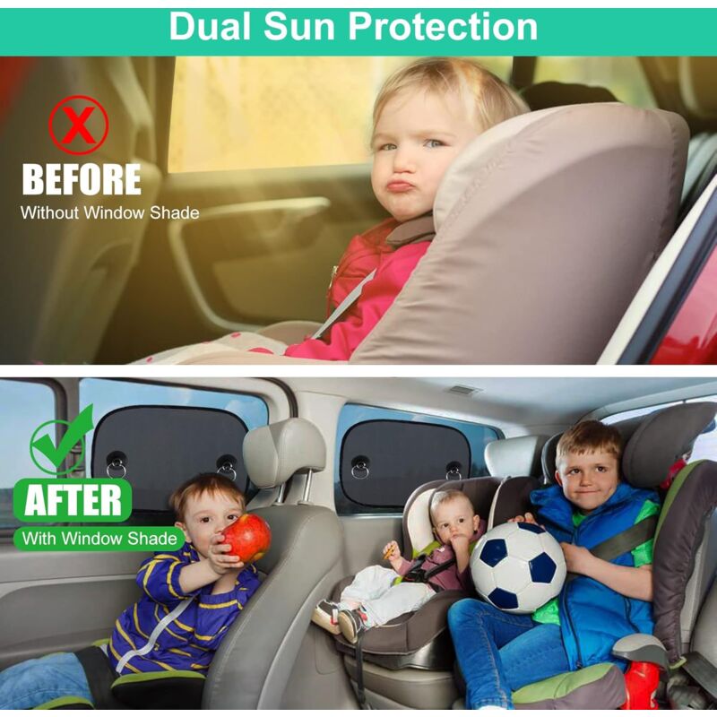 Baby Car Sun Shade, Car Window Sun Shade For Kids, Car Sun Protection Net, Uv/Heat Protection, Storage Bag Included, 50