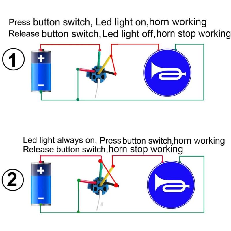 12V-24V/5A 16Mm Pre-Wired Momentary Horn Push Button Switch Waterproof Metal Button With Red LED