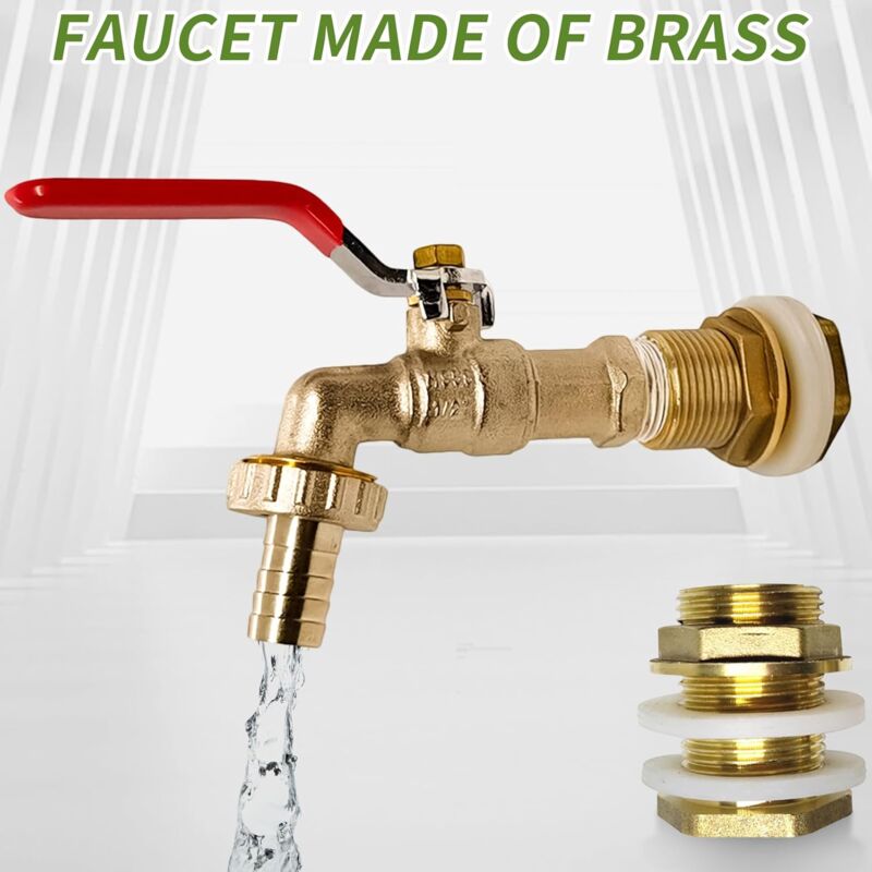 1000L Tank Faucet, Rainwater Harvesting Faucet Tank Adapter 1/2" (13Mm) Faucet, Ibc Drain Tank Adapter For Faucet,
