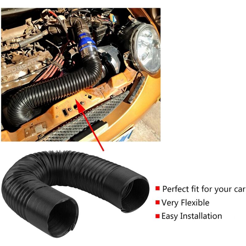 Car Air Intake Hose, 76Mm Universal Car Modified Air Intake Flexible Expansion Pipe Ducting Plastic Hose(76Mm) For