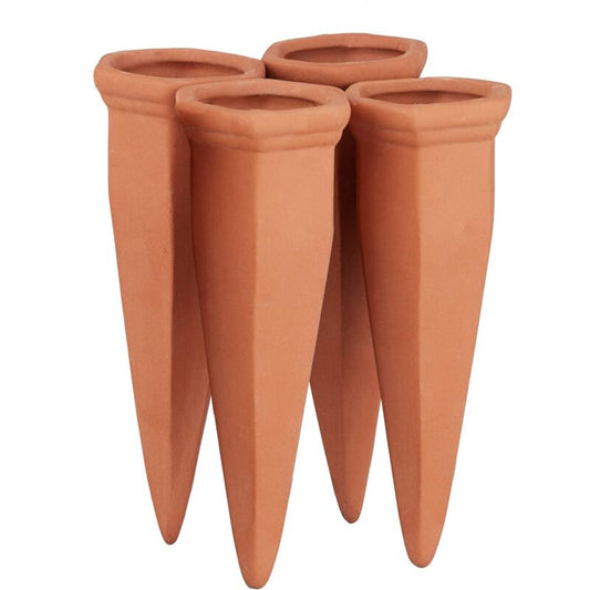 Clay Watering Cone, 4 pcs Set Watering Accessories, 1L Plastic Or Wine Bottles, Terracotta