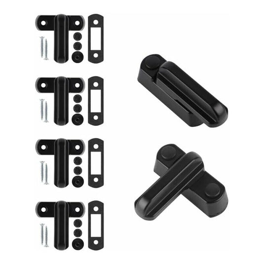 Sash Jammer Additional Window Lock, 4 Door Window Locks Block Aluminum Alloy With 8X Screws, Home Security, Child