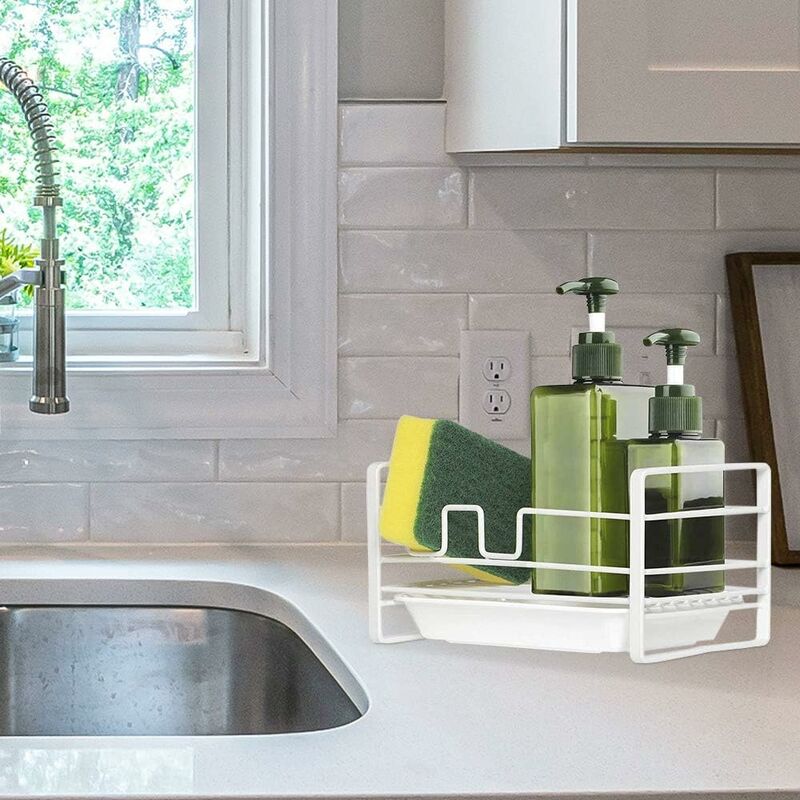 Sink Caddy With Removable Tray, Kitchen Sink Organizer, White