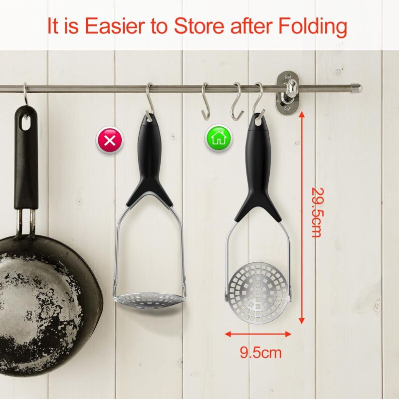 Stainless Steel Potato Masher, Professional Manual Potato Ricer With Non-Slip Handle, Foldable Apple Masher For Fruits,